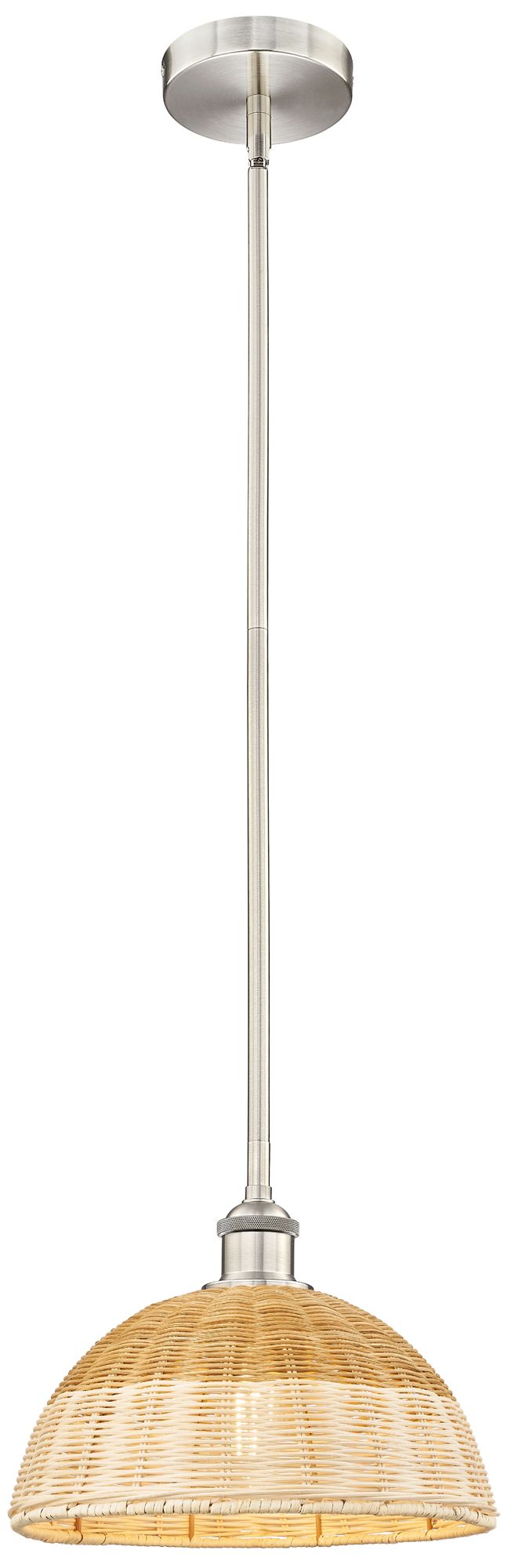 Innovations Lighting Bristol Natural Ii 11.75" Wide Satin Nickel Mini Pendant W/ Natural Sh In Gold