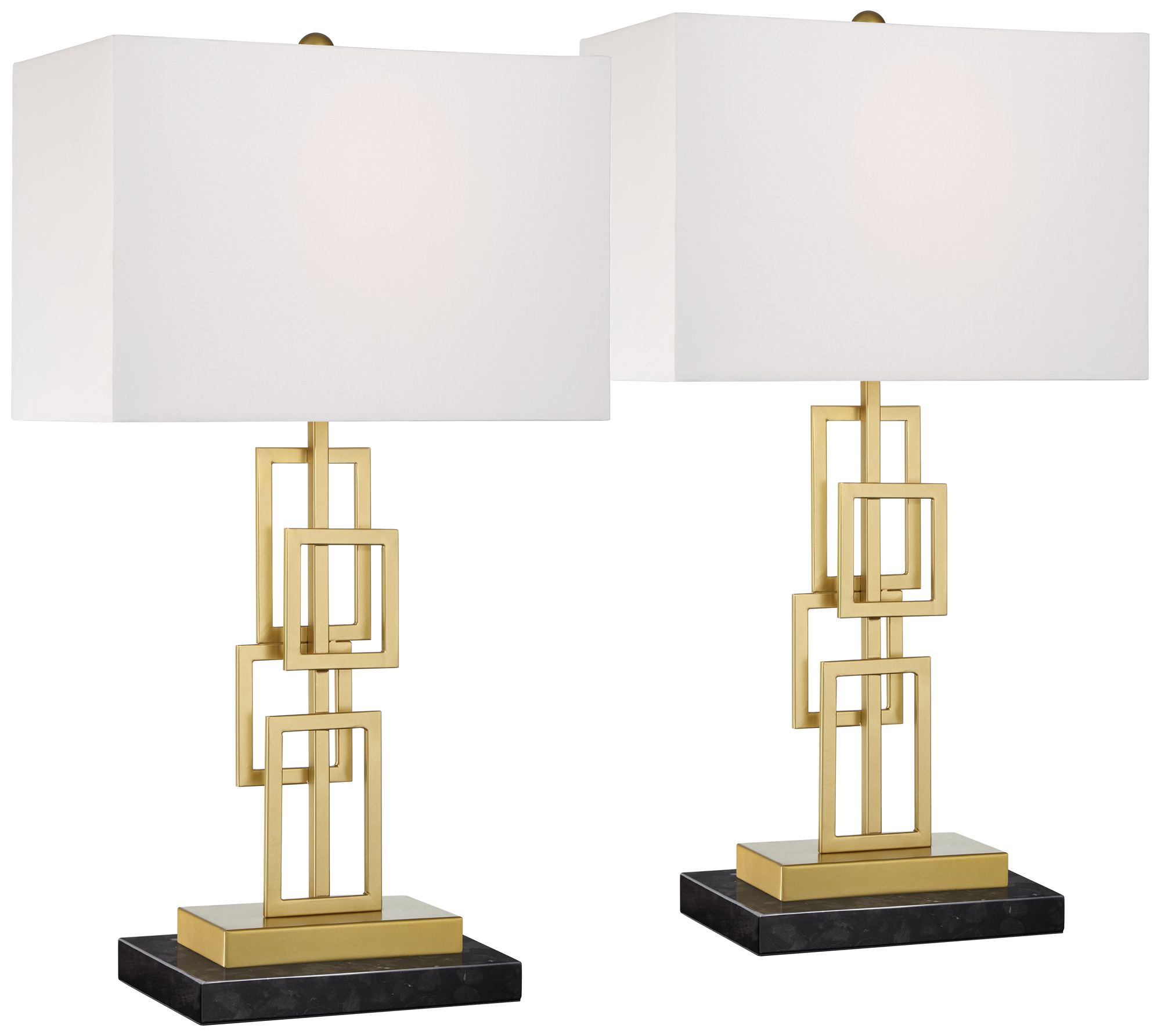 Gale Modern Table Lamps Set of 2 Black Risers 26