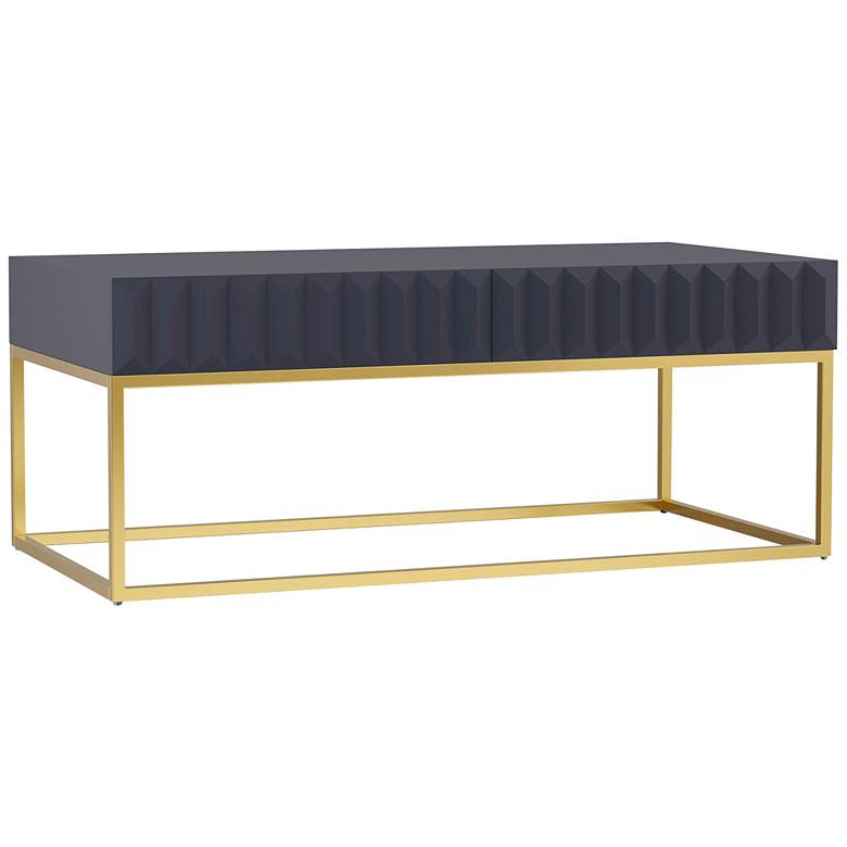 Gilhame 47 3/4&quot;W Antique Blue Gold Rectangular Coffee Table