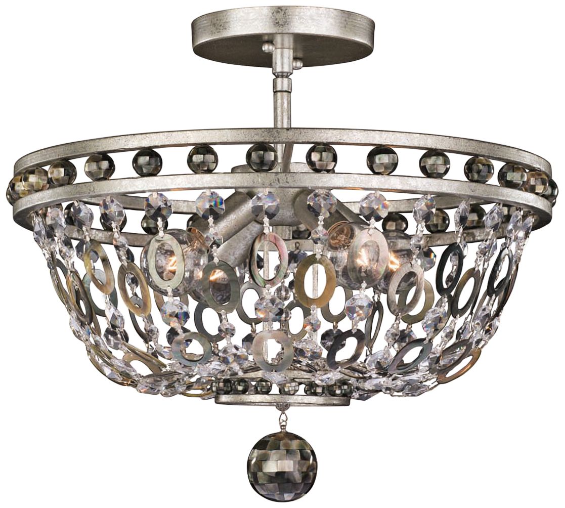 Allegri Lucia 17" Wide Vintage Silver Leaf 4-Light Ceiling Light