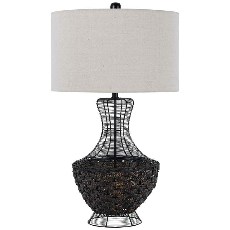 Marana Black Mesh and Wicker Metal Table Lamp - #23F08 | Lamps Plus