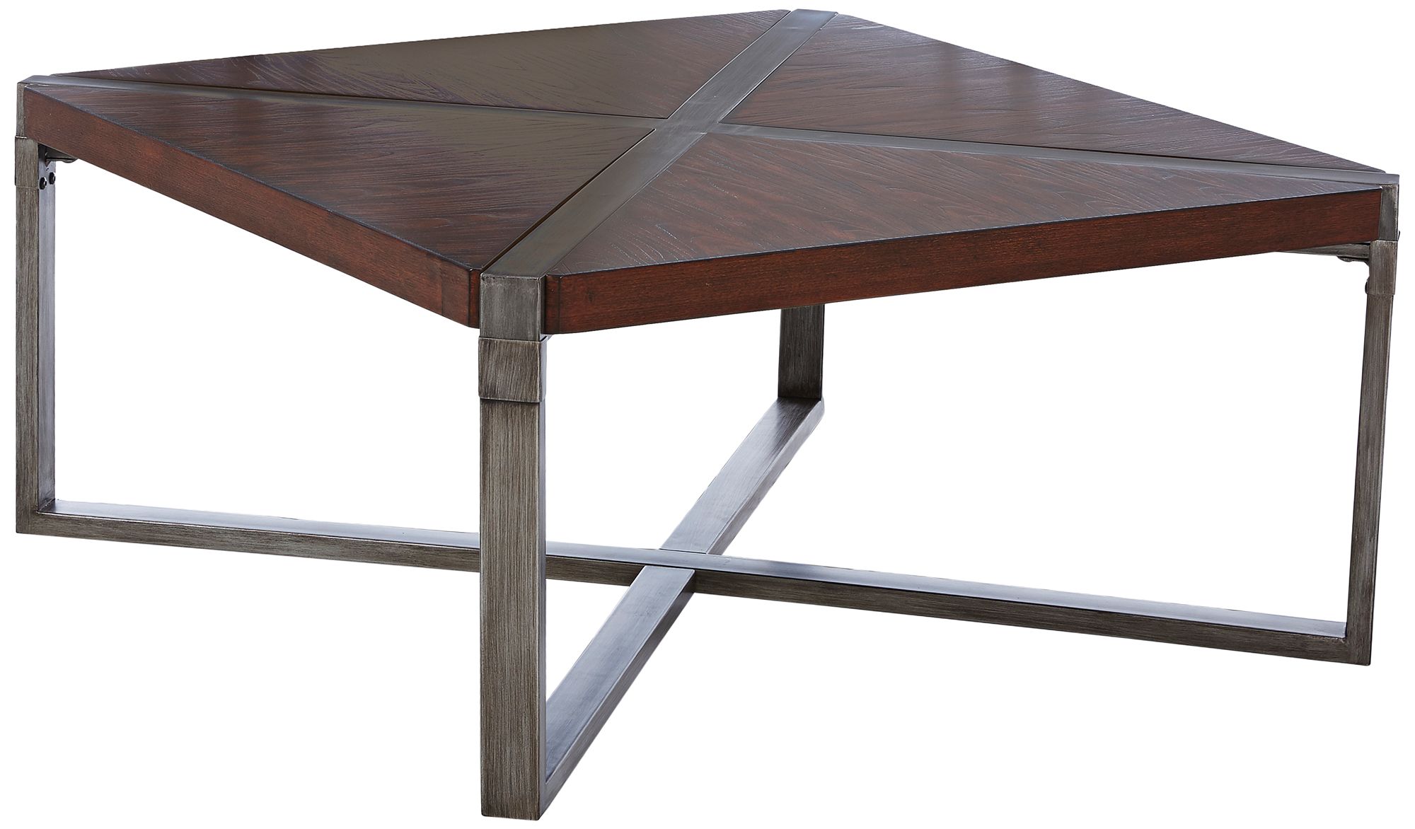 Woodbrook 38" Square Burnt Brown Wood Cocktail Table