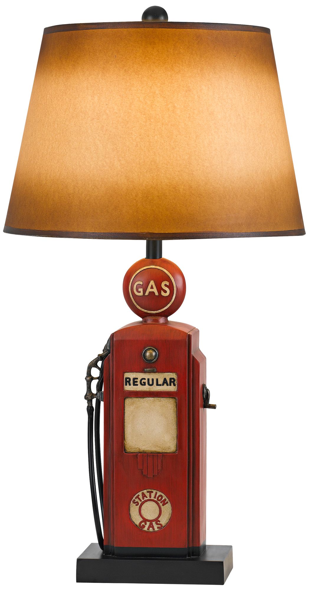 Nostalgic Gas Pump Rusty Brick Table Lamp with Paper Shade