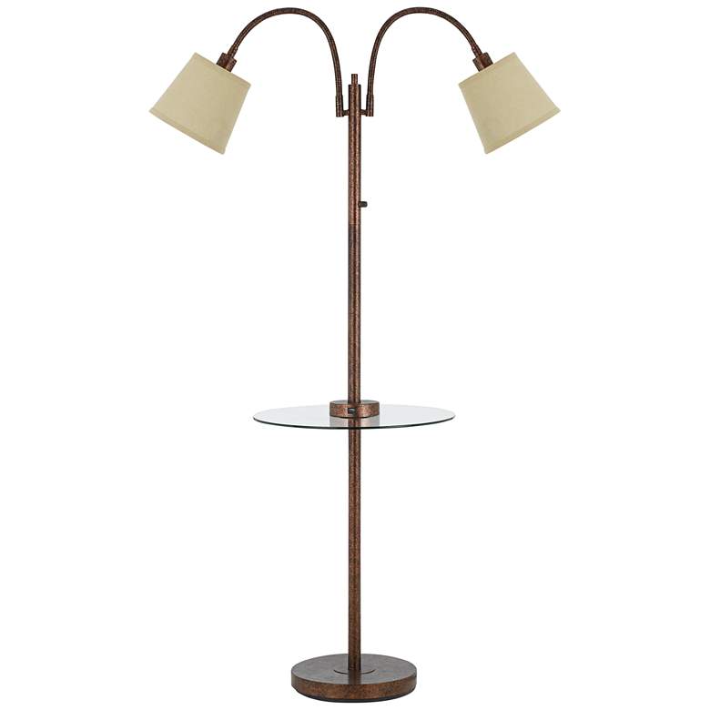 Image 2 Gail Rust Double Gooseneck Floor Lamp with Tray Table