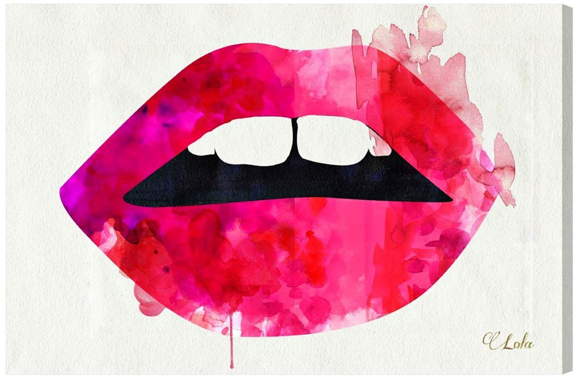 Oliver Gal Lola's Lips Canvas Wall Art