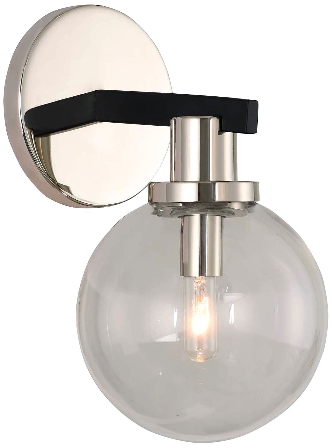 Cameo 10" High Matte Black and Nickel Wall Sconce