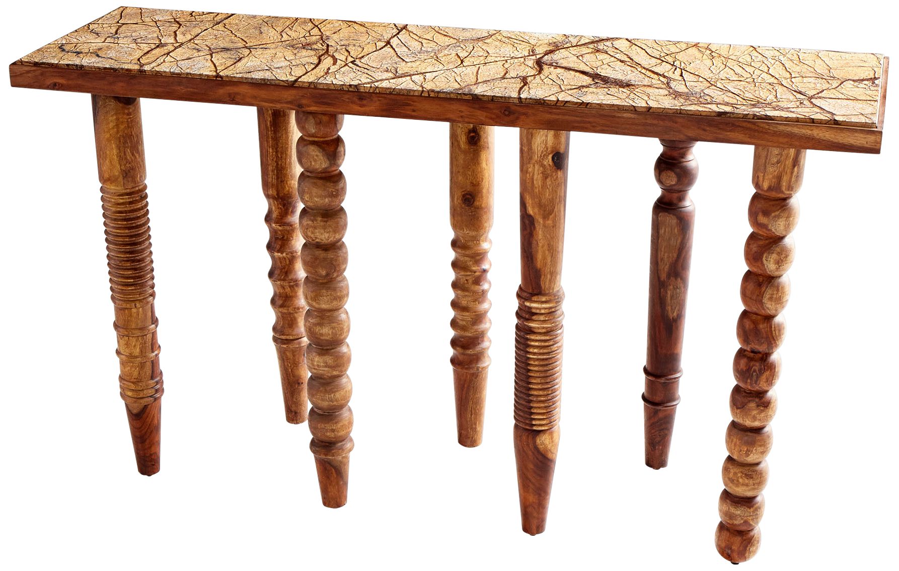 Post Up 61" Wide Oak Wood Rectangular Console Table