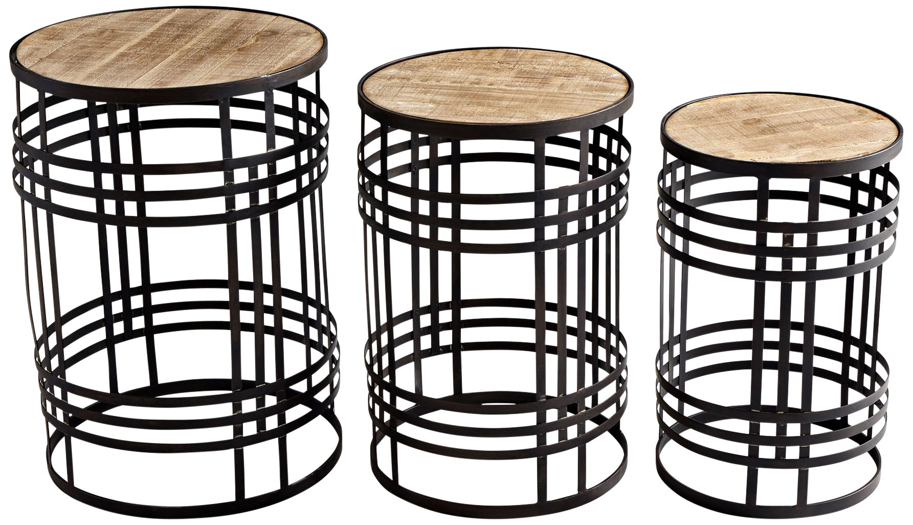 Banded About Rustic Farmhouse Bronze Tables - 3-Piece Set