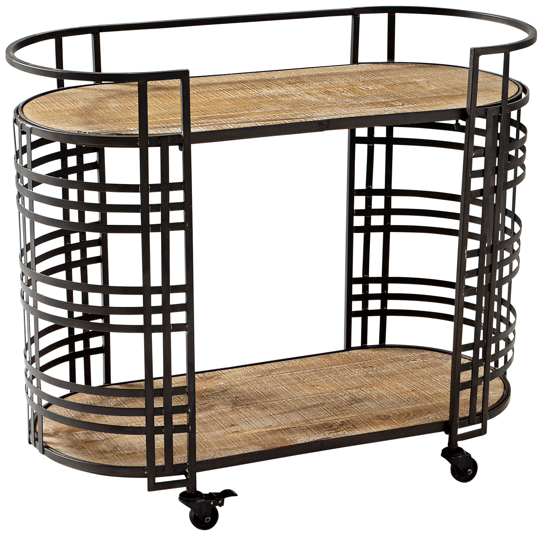 Cyan Design 38" Wide Banded About Bronze and Wood Bar Cart