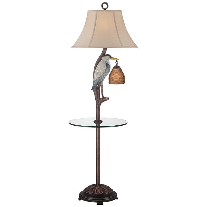 Heron Antique Night Light Floor Lamp, Egret Table Lamp