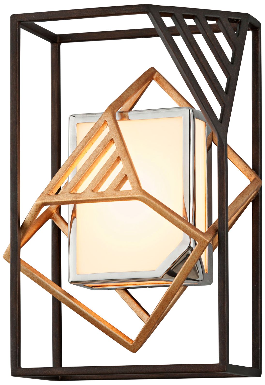 Cubist 13 1/2" High Bronze and Gold Leaf LED Wall Sconce