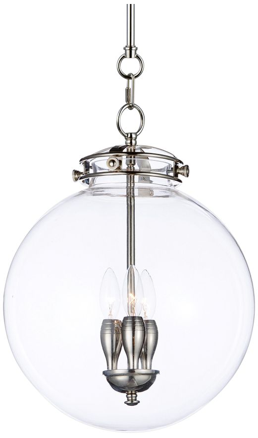 Maxim Retro 14" Wide Polished Nickel 3-Light Pendant
