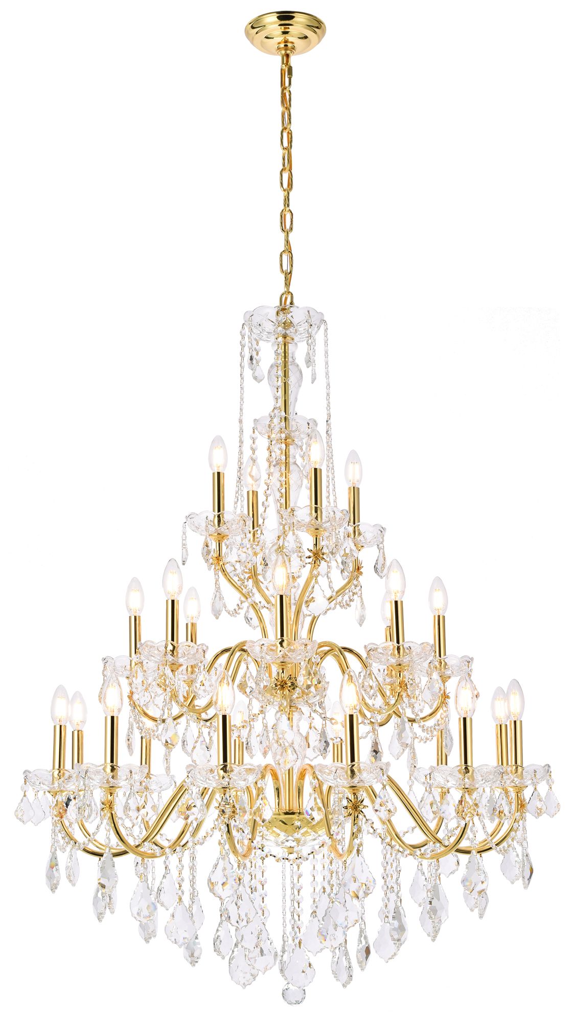 Elegant Lighting St. Francis 36" Wide Gold And Crystal 24-light Chandelier