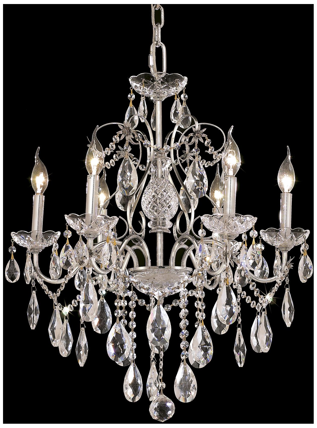 Elegant Lighting St.francis 24"w Chrome And Clear Crystal 6-light Chandelier