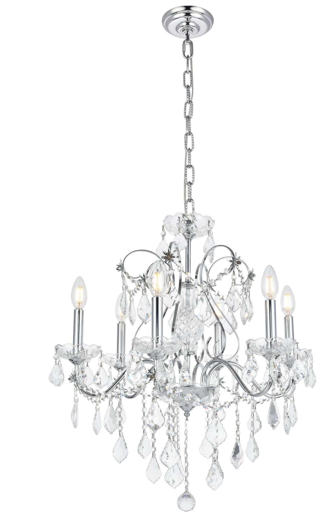 Elegant Lighting St. Francis 6 Lt Chrome Chandelier Clear