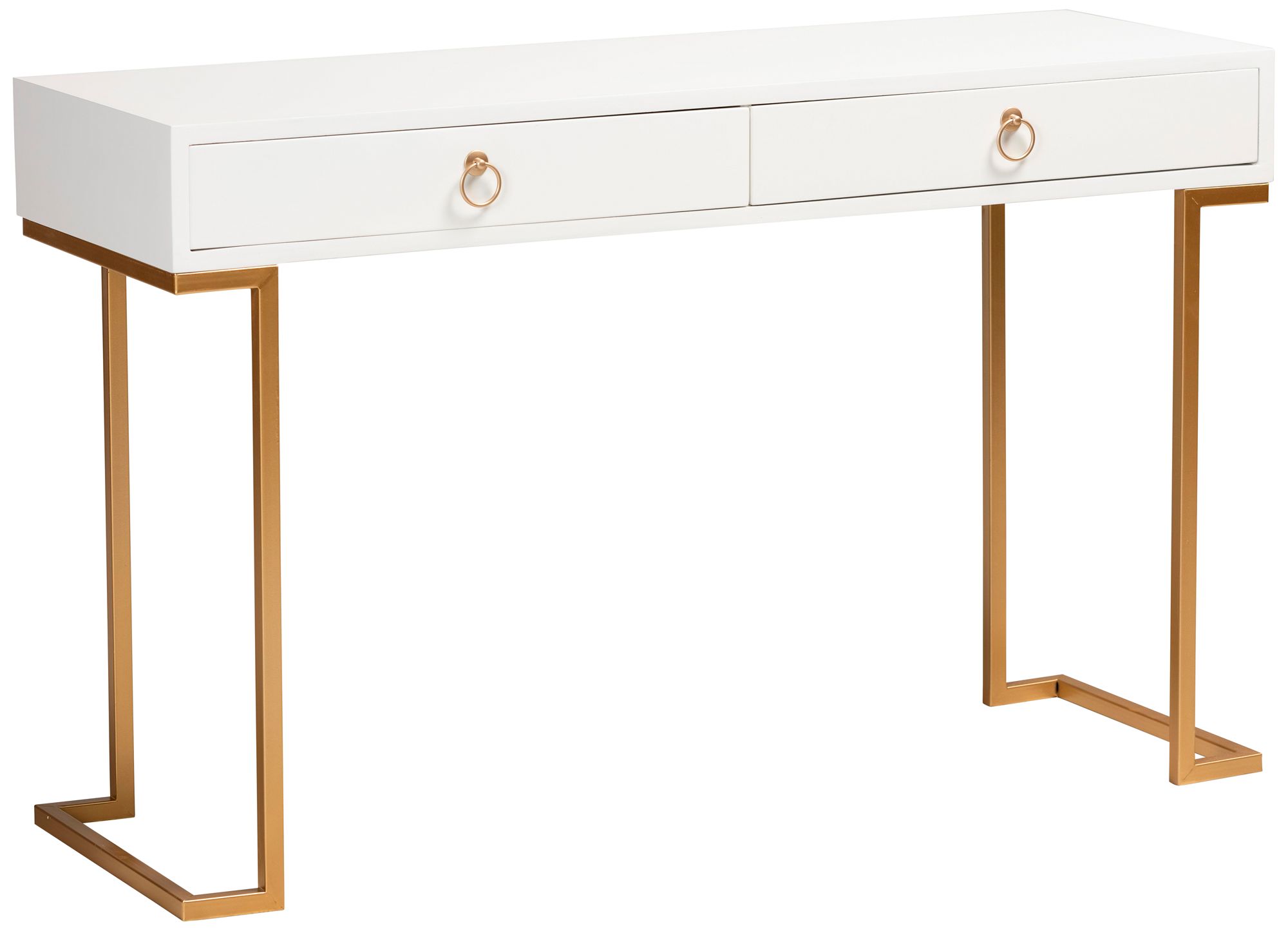 Beagan 47 1/4"W White Wood Gold Metal 2-Drawer Console Table