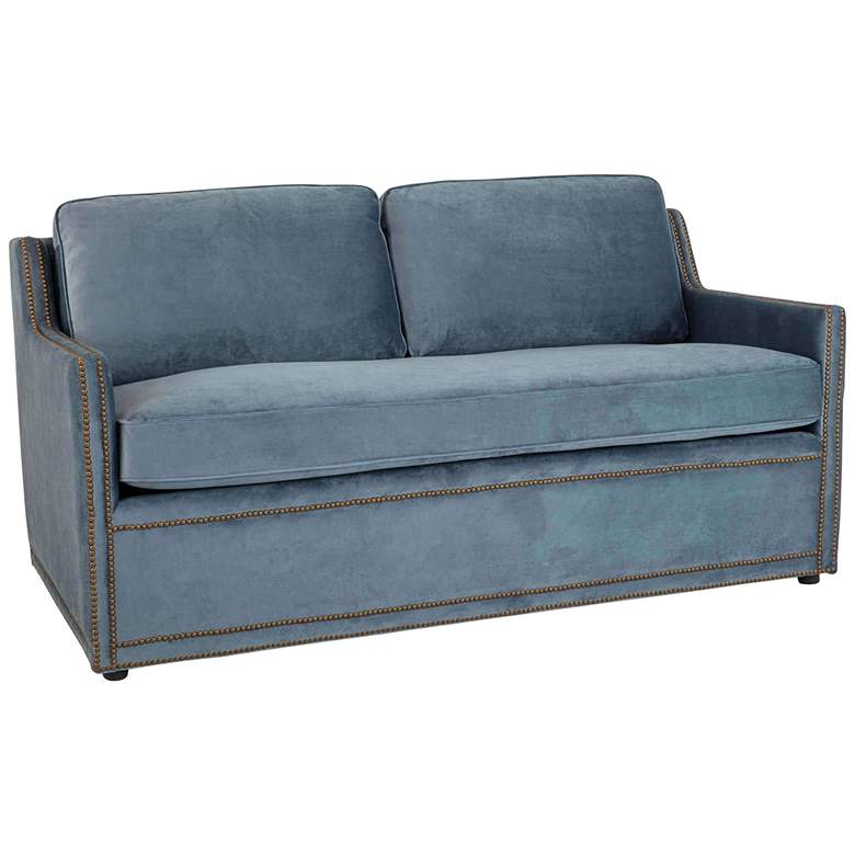 Regina Andrew Design Posh 63 3/4&quot; Wide Blue Velvet Fabric Sofa