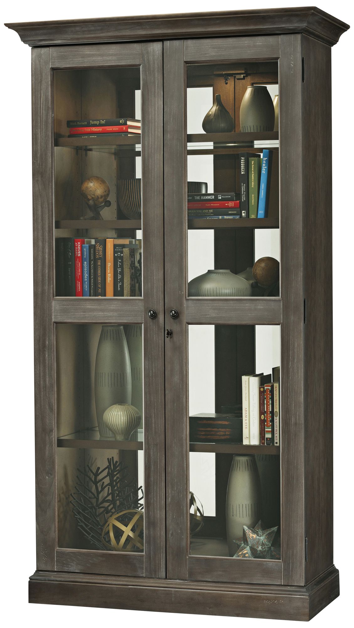 Lennon 80" High Aged Auburn Howard Miller Display Cabinet