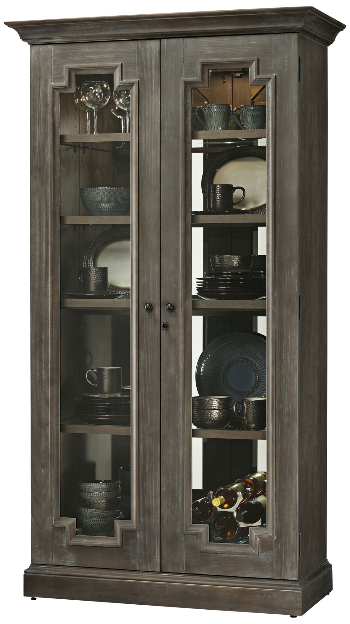 Howard Miller Chasman Aged Auburn 2-Door Display Cabinet