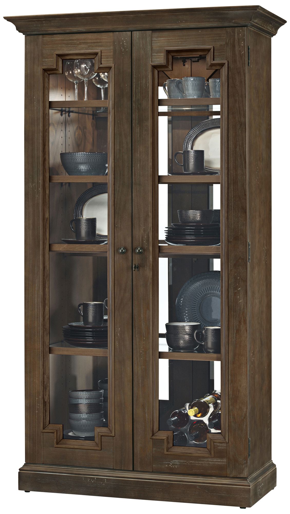 Howard Miller Chasman III Aged Umber 2-Door Display Cabinet