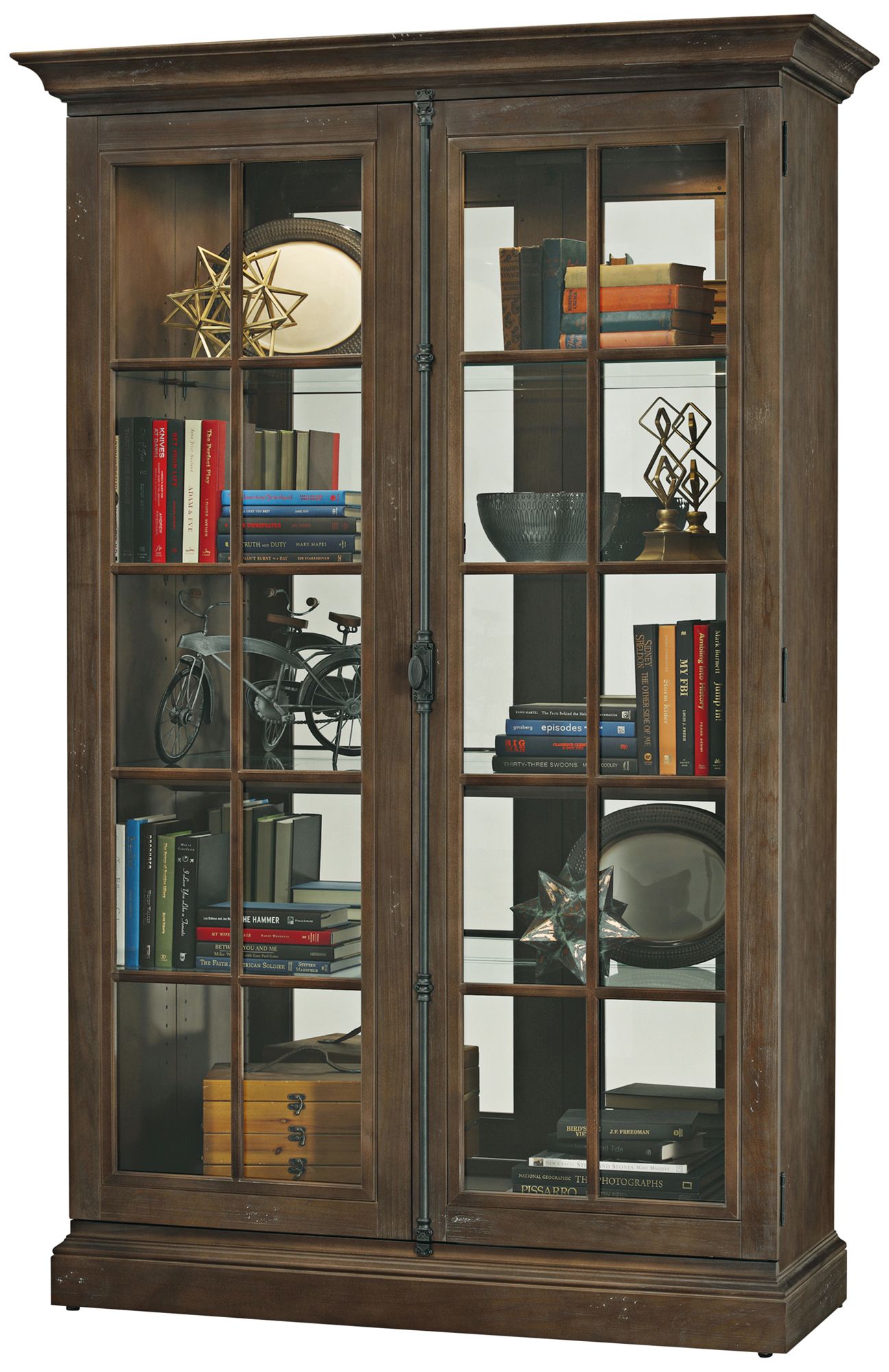 Howard Miller Clawson Aged Umber 2-Door Wood Display Cabinet