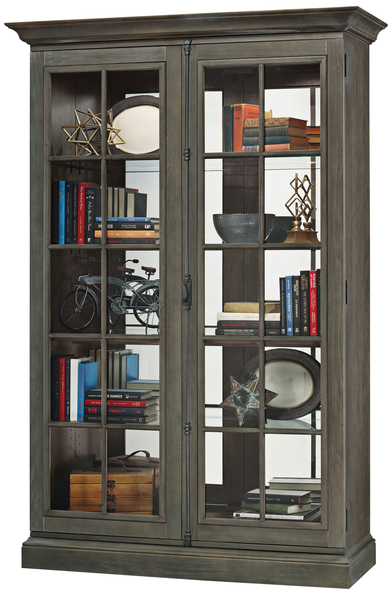 Howard Miller Clawson III Aged Auburn 2-Door Display Cabinet