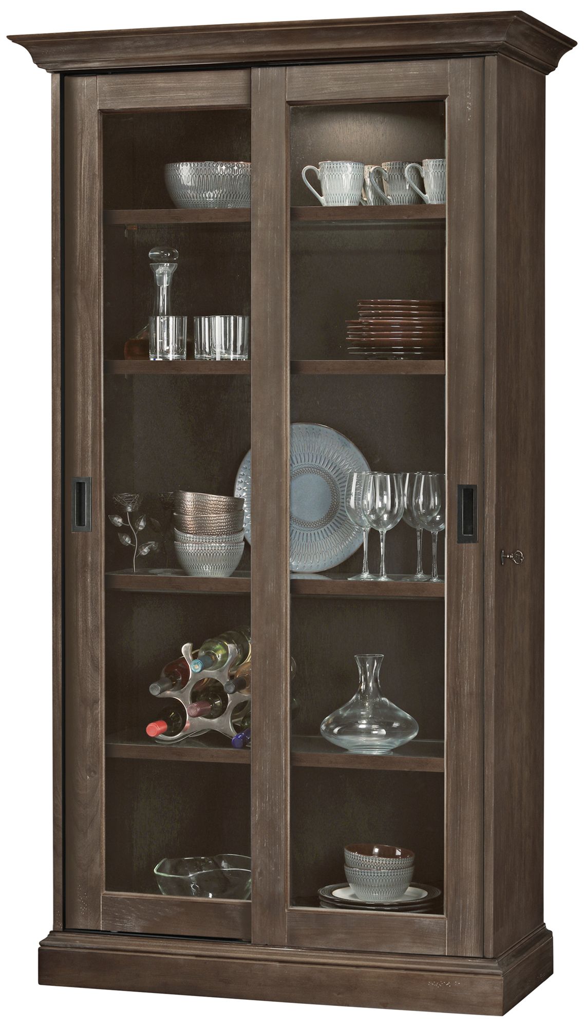 Howard Miller Meisha III Aged Auburn 2-Door Display Cabinet
