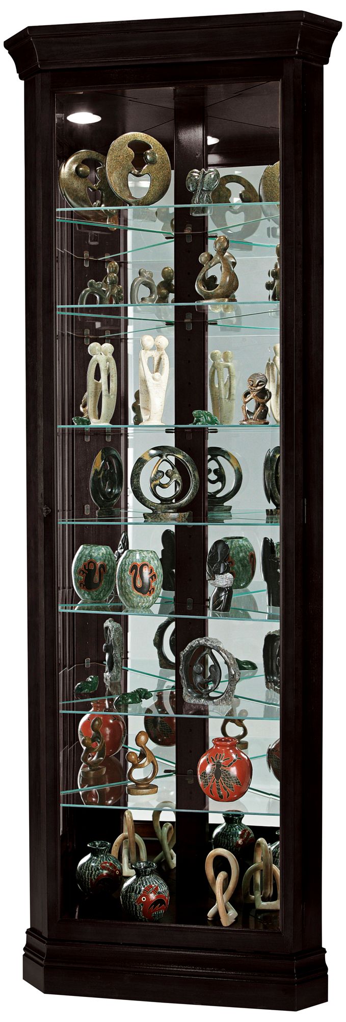 Howard Miller 80" Duane Black Satin Corner Curio Cabinet