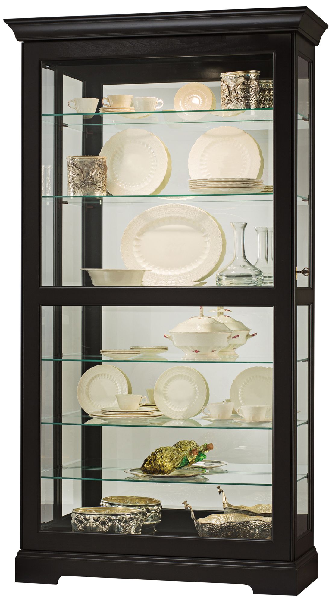 Howard Miller 78 1/4" Tyler II Black Satin Curio Cabinet