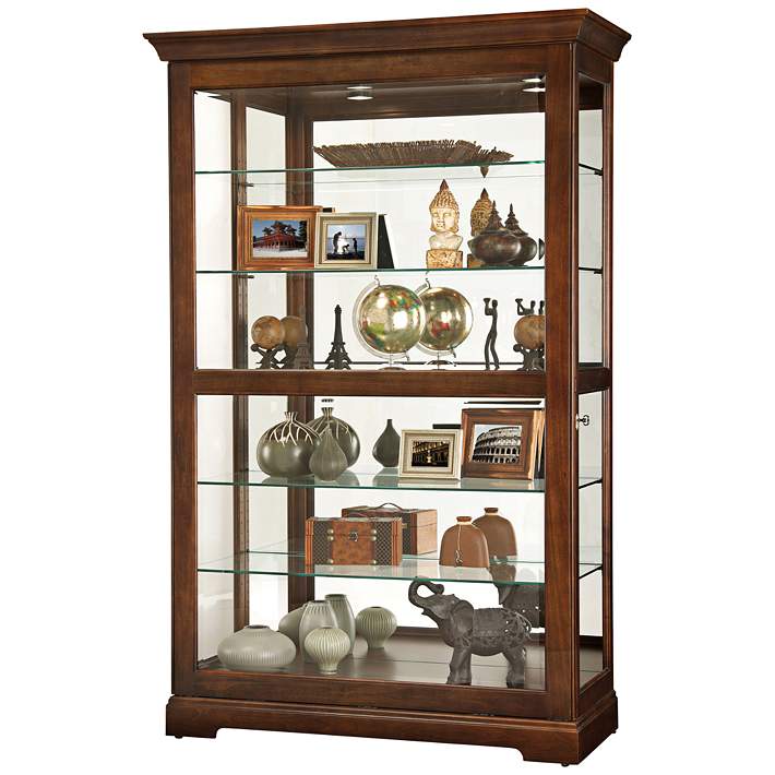 Howard Miller 80 Kane Cherry Bordeaux 1 Door Curio Cabinet