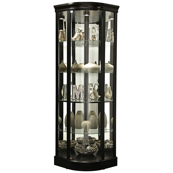 Marlowe 78 1 2 High Black Satin Curio Cabinet With Lights