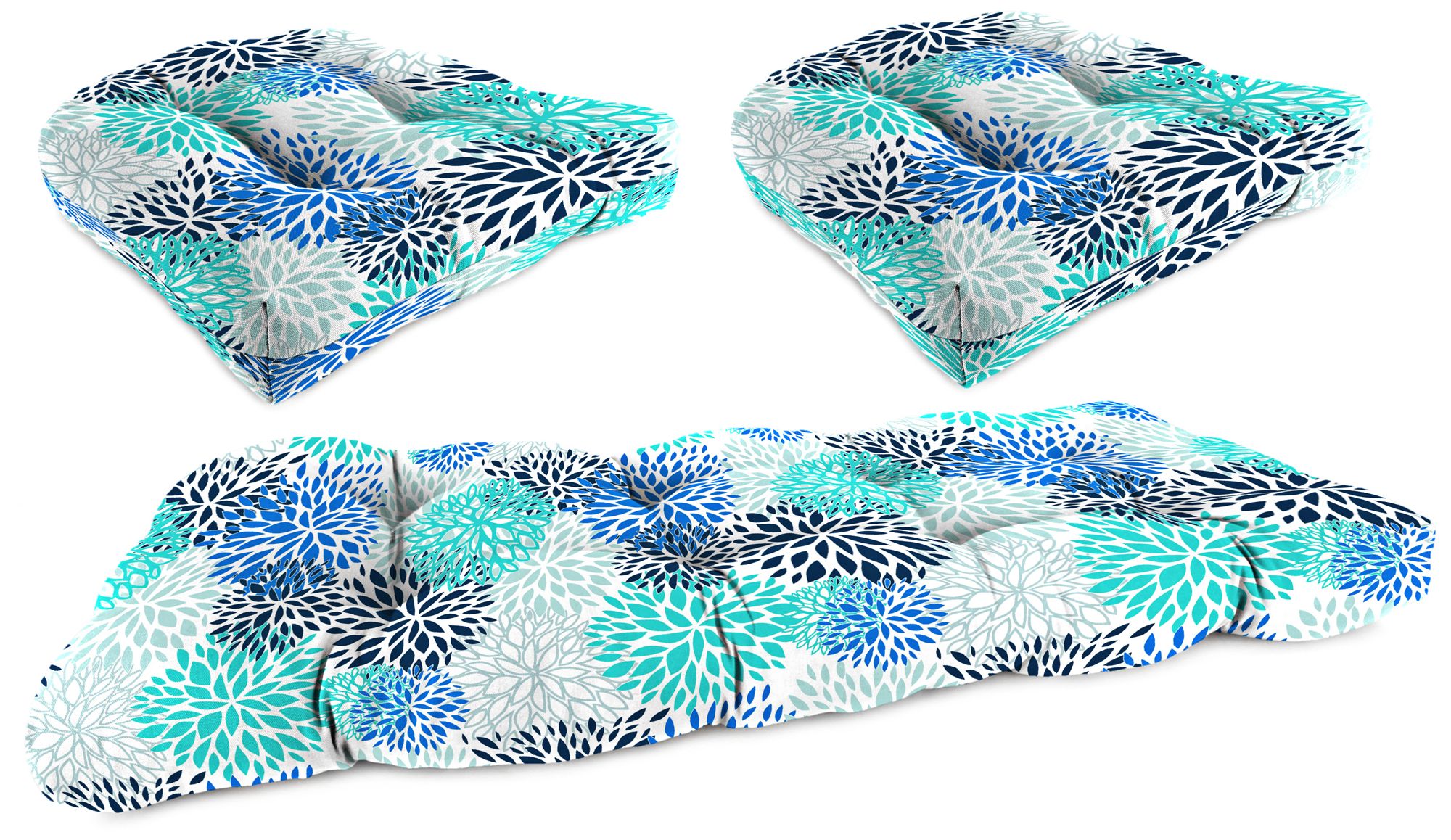 Pompei Blue Vista Outdoor Wicker Seat Cushion