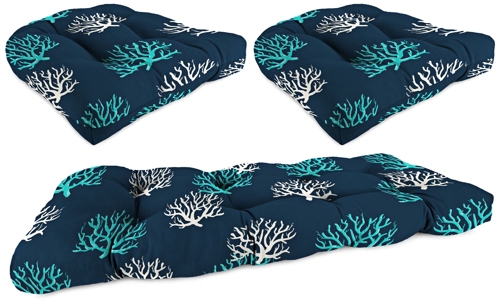 Pompei Oxford Navy Outdoor Wicker Seat Cushion