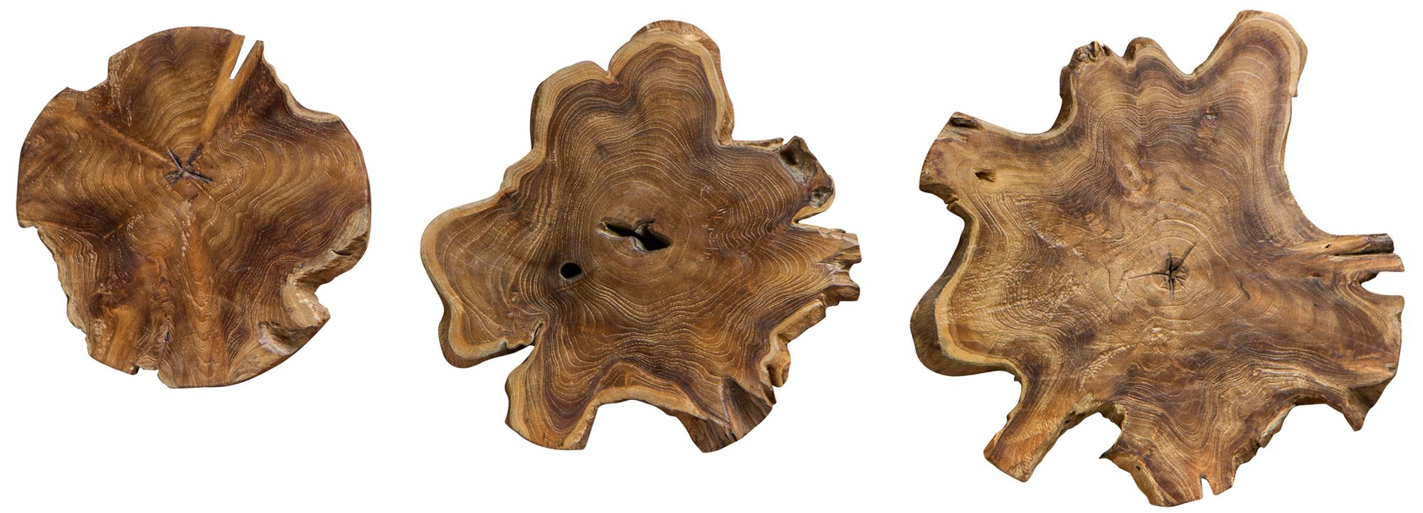 Kalani Panels Natural Teak Wood 3-Piece Wall Art Set