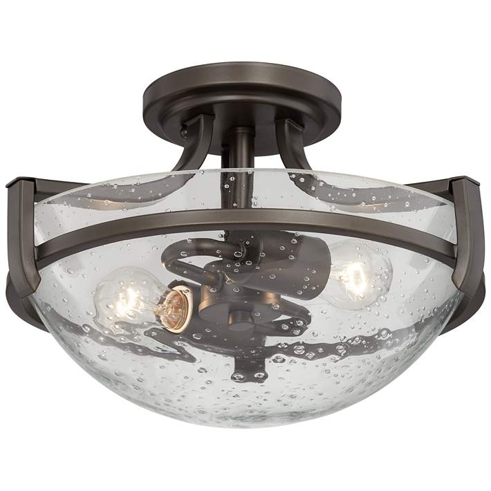 Mallot 13 Wide Bronze And Clear Seedy Glass Ceiling Light 24f51 Lamps Plus - Ceiling Fan Light Covers Seeded Glass