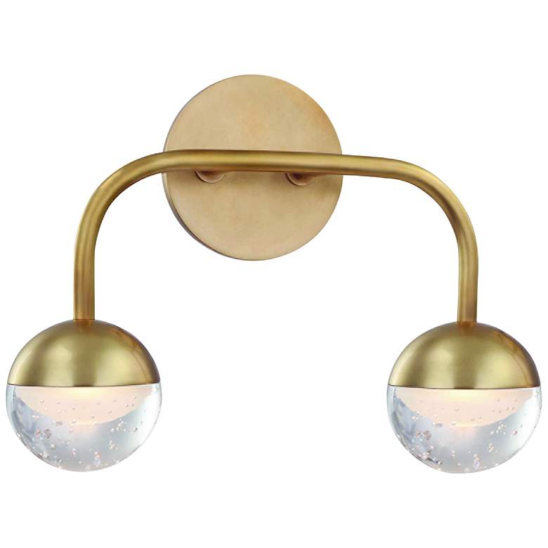 Hudson Valley Boca 9 1/2&quot; High Aged Brass 2-LED Wall Sconce