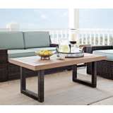 Beaufort Faux Wood and Brown Wicker Outdoor Coffee Table