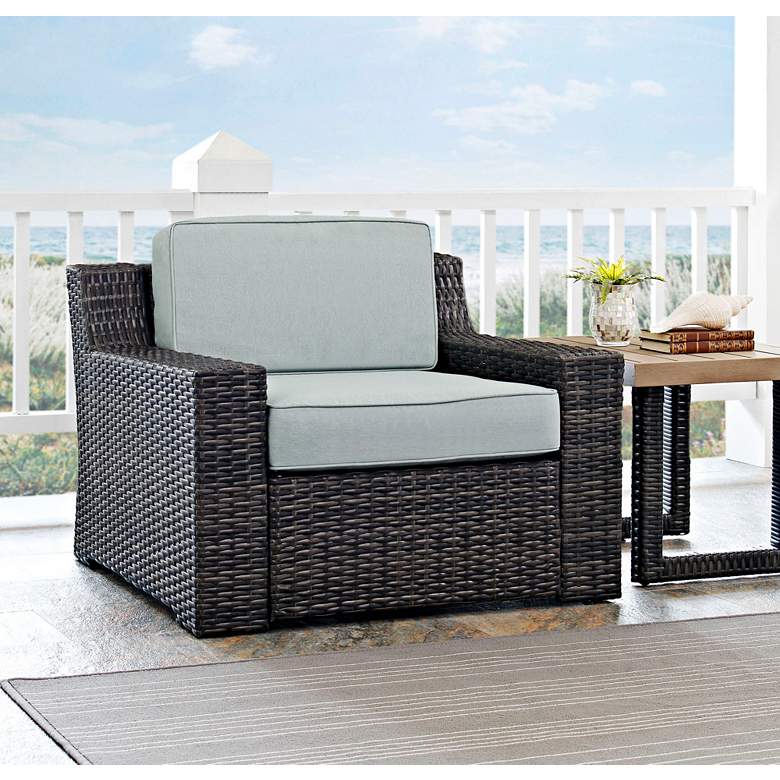 Beaufort Mist Light Blue And Brown Wicker Outdoor Armchair
