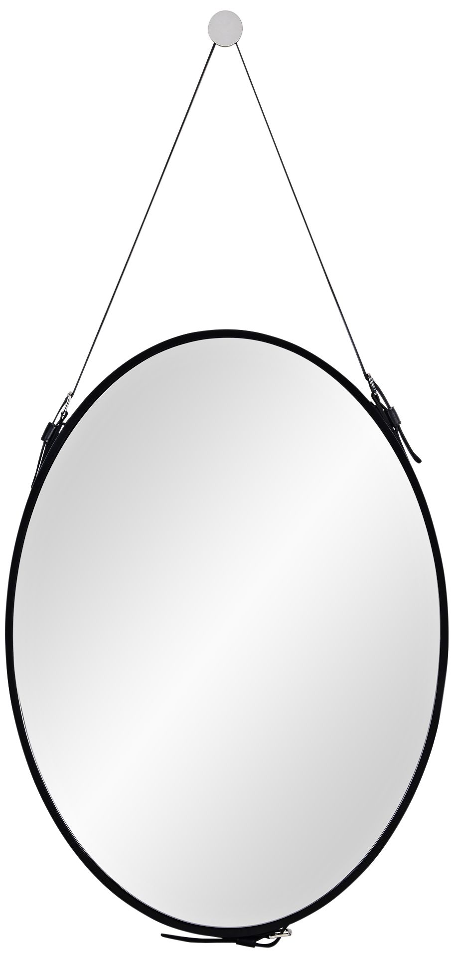 Cordova Black Faux Leather 27" x 50" Oval Wall Mirror