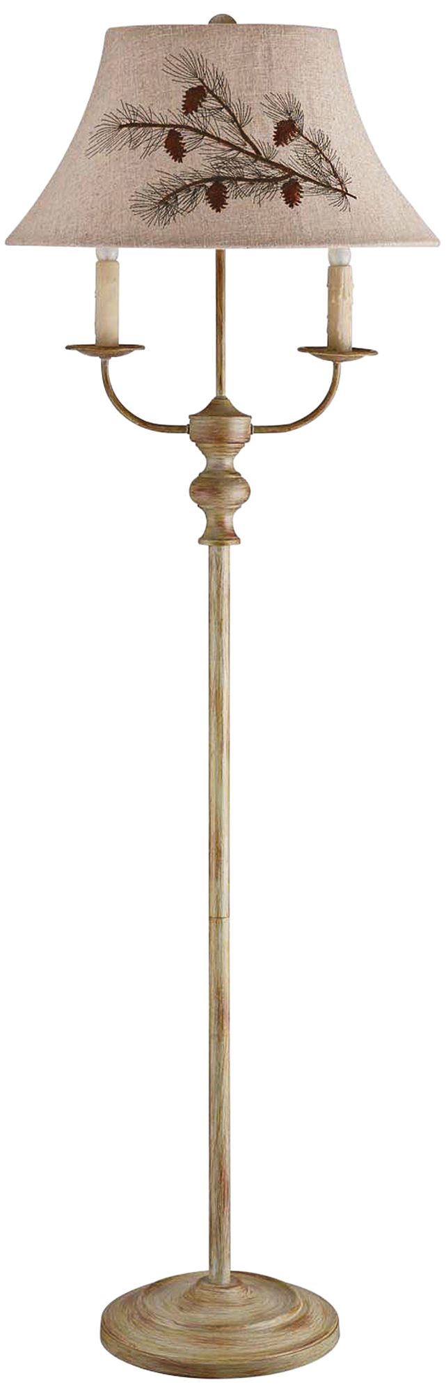 Bayfield Taupe Metal Floor Lamp with Pinecone Pattern Shade