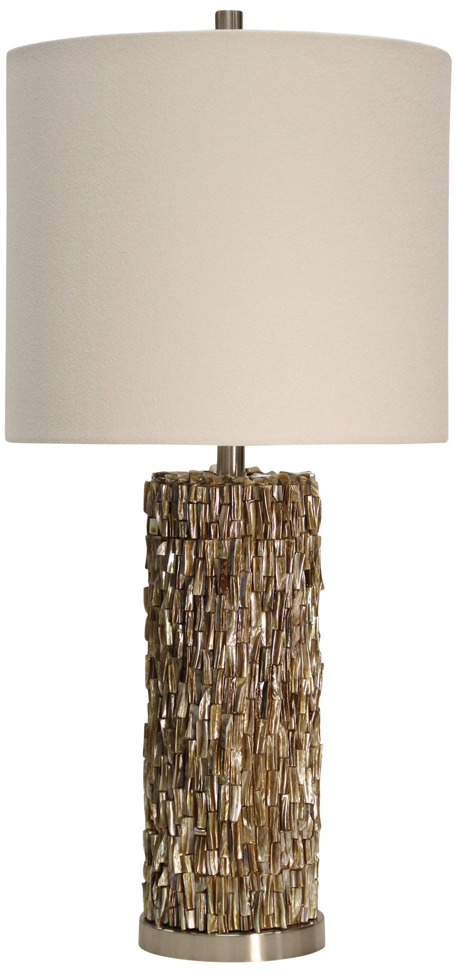 Mystic Capiz Shell Gold Table Lamp with Drum Shade