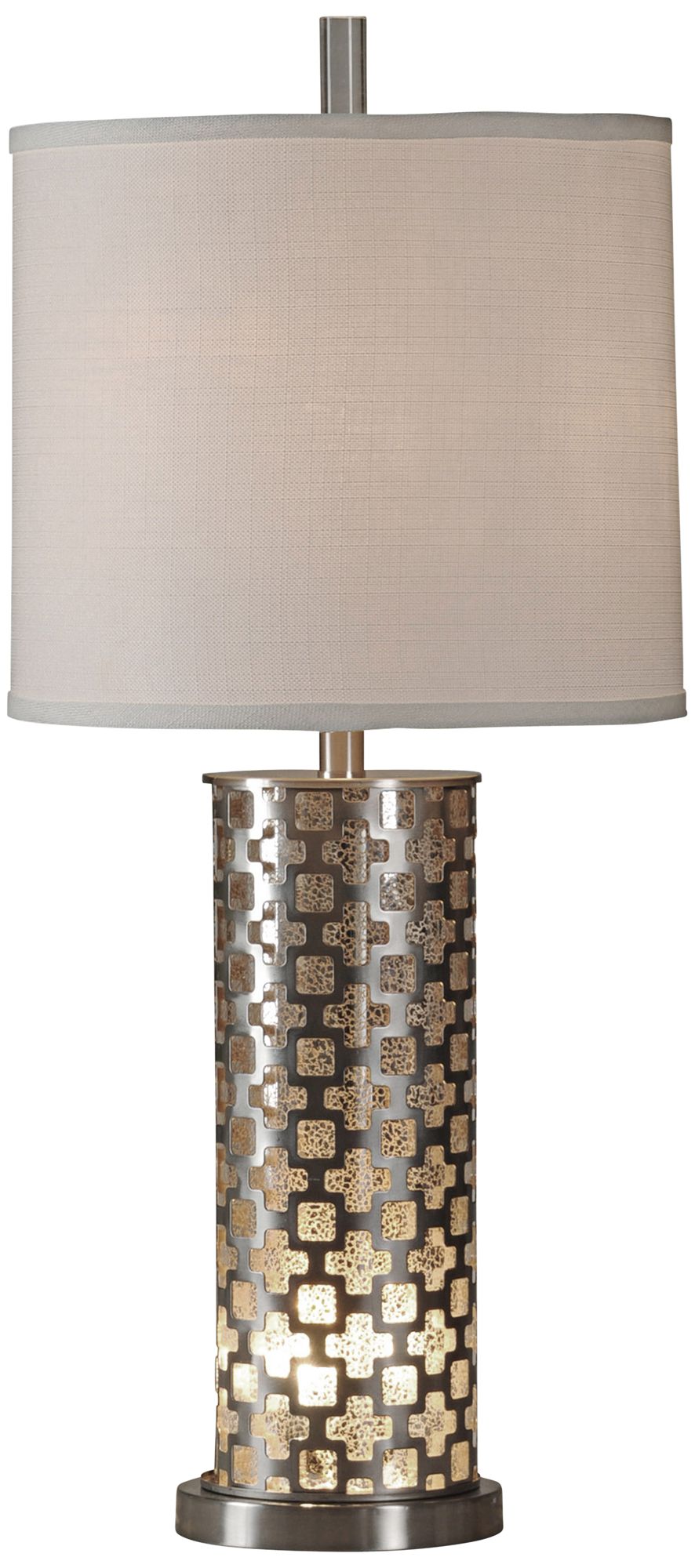 Peoria Silver Brushed Steel Table Lamp with Night Light 24R28
