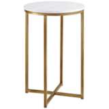 Aurelia 16&quot; Wide Faux Marble and Gold Modern Side Table