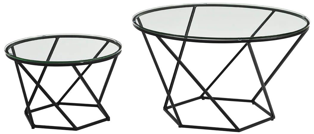 Geometric Glass Round 2-Piece Modern Coffee Table Set