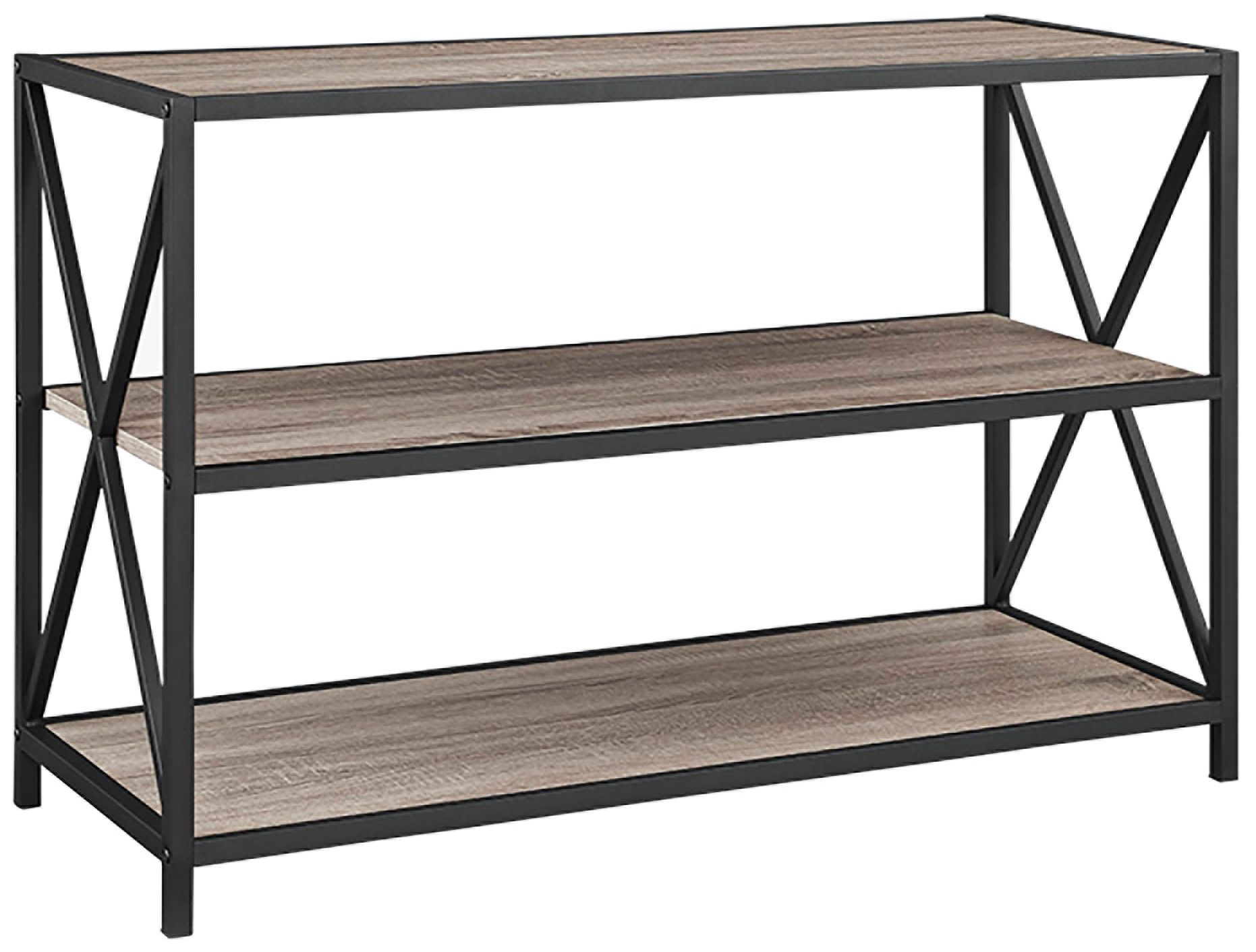 Creston 40" Wide Gray Driftwood 2-Shelf Media Bookshelf