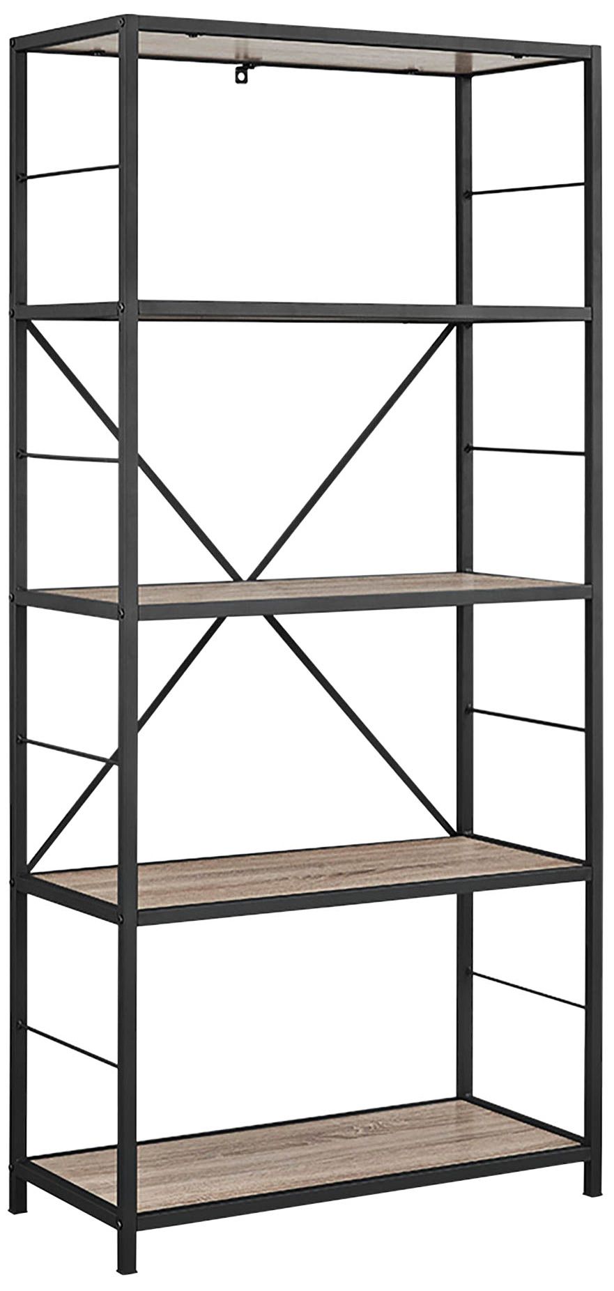 Creston 63" High Gray Driftwood 4-Shelf Media Bookshelf
