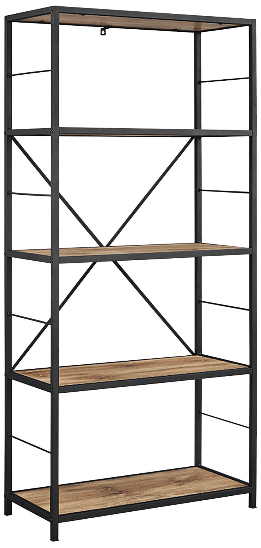 Creston 63" High Brown Barn Wood 4-Shelf Media Bookshelf
