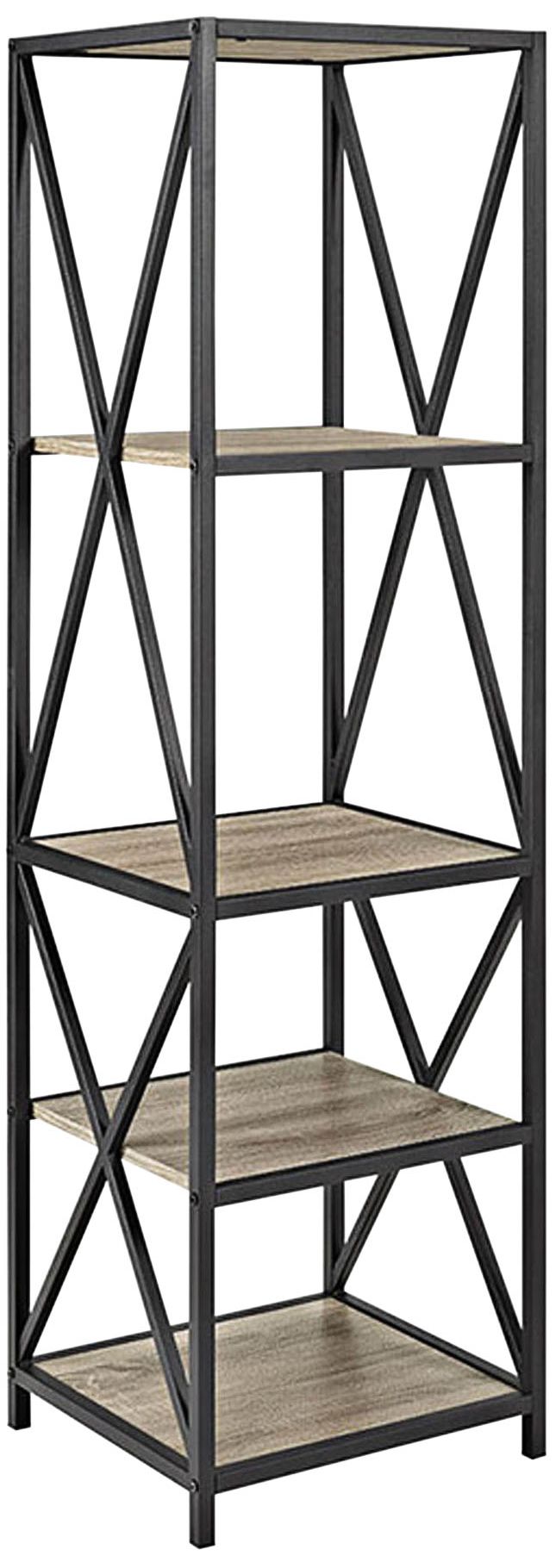 Soccoro 61" High Farmhouse Gray Driftwood 4-Shelf Bookshelf