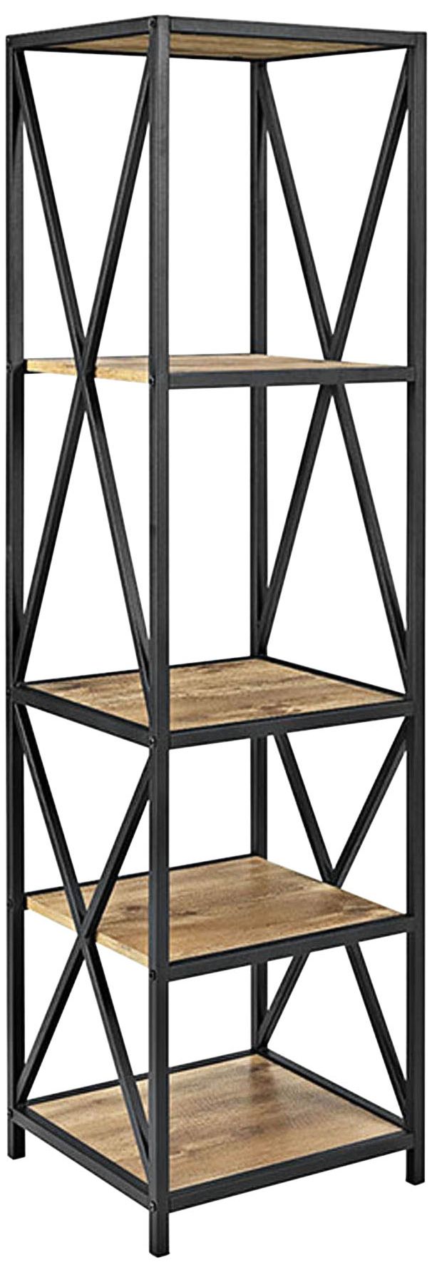 Soccoro 61" High Farmhouse Brown Barnwood 4-Shelf Bookshelf