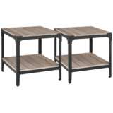 Angle Iron Gray Driftwood End Table Set of 2